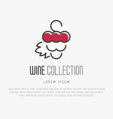 Logotype of wine and wine making. Modern thin line icons, flat style design.