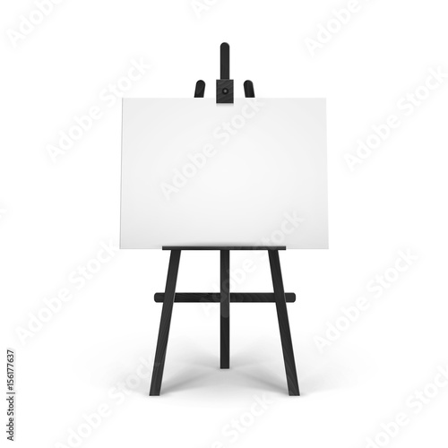 Fotografía Vector Wooden Black Easel with Mock Up Empty Blank Horizontal Canvas Isolated on