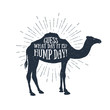 Hand drawn label with textured camel vector illustration and 