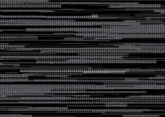 Abstract background with glitched vertical stripes, stream line binary code background with two binary digits 0 and 1.
