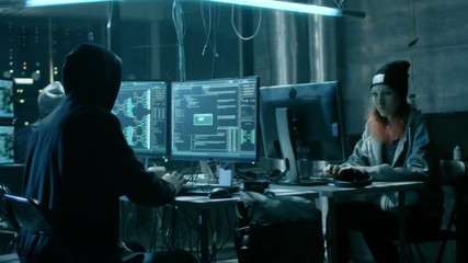 Aufkleber - Team of Internationally Wanted Teenage Hackers Bring Advanced Ransomware Attack on Corporate Servers. Place is Dark and Technologically Advanced. Shot on RED EPIC-W 8K Helium Cinema Camera.