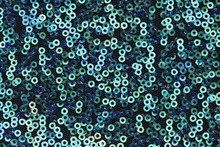  Green And Blue Round Sequins Background.  Iridescent Sequins Texture.sequins Pattern Texture. Close-up
