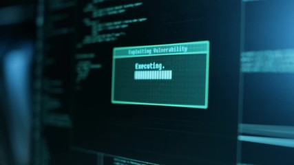 Aufkleber - Display Showing Stages of Hacking in Progress: Exploiting Vulnerability, Executing and Granted Access.  Shot on RED EPIC-W 8K Helium Cinema Camera.