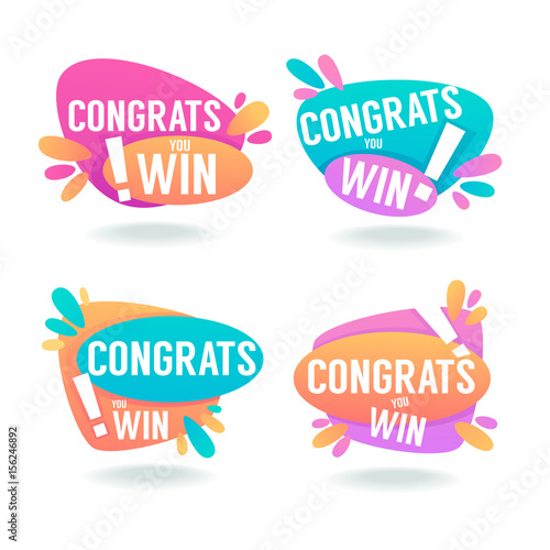 Congrats You Win Vector Congratulation Banners And Bubbles Buy