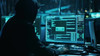 Aufkleber - Camera Rapidly Moves from Member to Member of Teenager Hackers Group. They Arrange Attack on Data Servers From their Dark Hideout.  Shot on RED EPIC-W 8K Helium Cinema Camera.