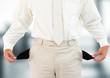 © vectorfusionart - man with white suit and with empty pockets. Blurred background