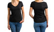 © Kaspars Grinvalds - Woman in black V-neck T-shirt, front and back