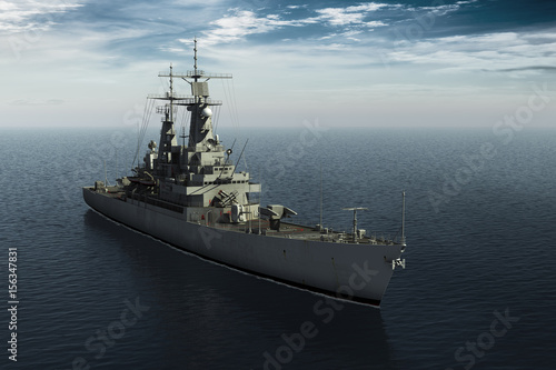 Modern Warship In High Seas