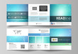 © Raevsky Lab - Set of business templates for tri fold square design brochures. Leaflet cover, vector layout. Chemistry pattern, connecting lines and dots, molecule structure, medical DNA research. Medicine concept.