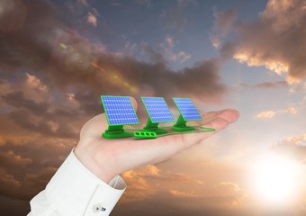 Canvas Print - solar panel on hand