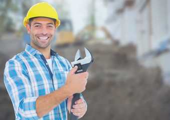 Wall Mural - Construction Worker with wrench tool