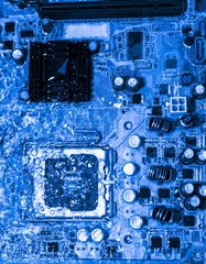 Abstract,close up of Electronic Circuits in Technology on Mainboard computer background 
(logic board,cpu motherboard,Main board,system board,mobo)