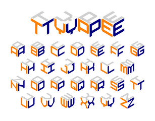 isometric 3d type, three-dimensional alphabet