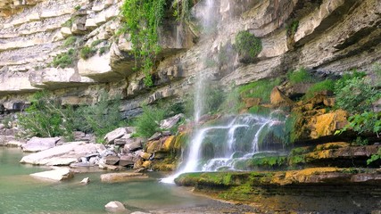 Poster - rocks under waterfall in spring