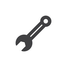Spanner, Wrench Icon Vector, Filled Flat Sign, Solid Pictogram Isolated On White. Symbol, Logo Illustration. Pixel Perfect