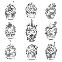 Poster - hand drawn cupcakes