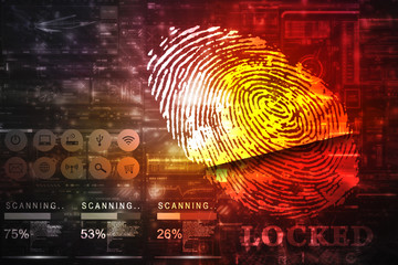 Sticker - Fingerprint Scanning Technology Concept 2d Illustration
