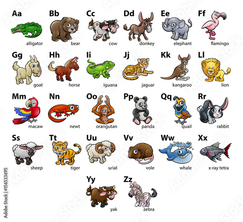 Fototapeta Cartoon Animal Alphabet Chart Set