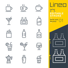 Lineo Editable Stroke - Drink And Alcohol Line Icons
Vector Icons - Adjust Stroke Weight - Expand To Any Size - Change To Any Colour
