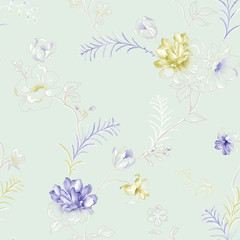 Naklejka na meble Vivid repeating floral - For easy making seamless pattern use it for filling any contours