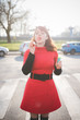 © Eugenio Marongiu - young beautiful red dressed vintage hipster woman