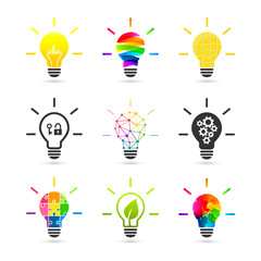 Wall Mural - lightbulb concept. set made of various design and style.