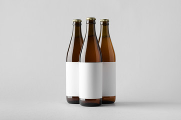 Wall Mural - Beer Bottle Mock-Up - Three Bottles. Blank Label