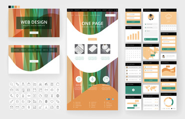 Wall Mural - Website design template and interface elements