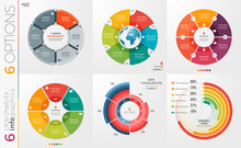 Collection Of 6 Vector Circle Chart Templates 6 Options.