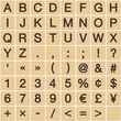 Latin/greek alphabet on wooden tiles (1/3)