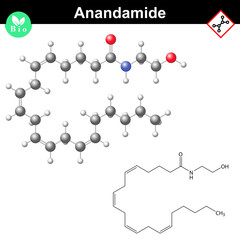 Wall Mural - Anandamide endocannabinoid molecular structure