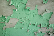 Green Peeling Paint On Concrete Wall Texture 