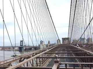 Wall Mural - Structure of Brooklyn bridge with cable and Manhattan bridge