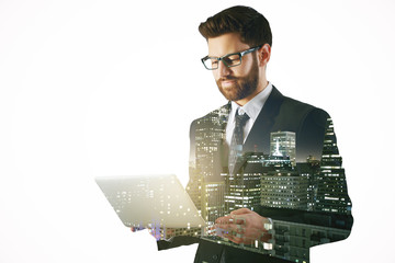 Poster - Businessman using tablet