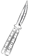 Vector Illustration Butterfly Knife Balisong