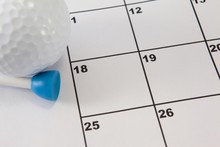 Golf Ball And Tee Golf On Calendar