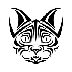 Poster - cat feline tribal tatto animal creativity design vector illustraiton