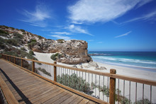 Wooden Boardwalk On The Beach. Seal Bay, Kangaroo Island, South Australia.