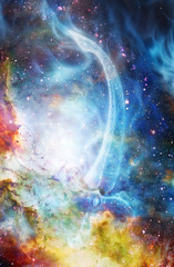 Aufkleber - Ornamental fire sword. Original painting in color cosmic background. Computer collage.