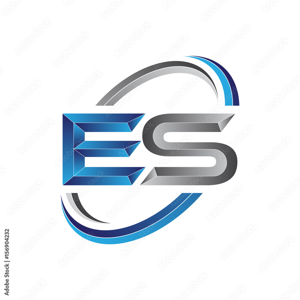 Simple initial letter logo modern swoosh ES Stock Vector | Adobe Stock