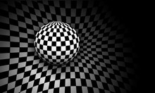 Background 3d Black And White With Checkered Sphere