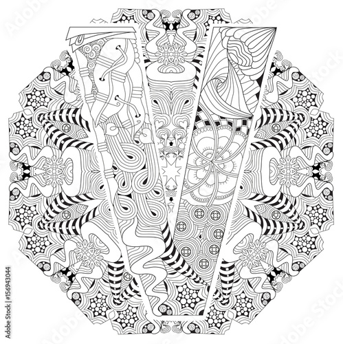Download Mandala with letter V for coloring. Vector decorative ...