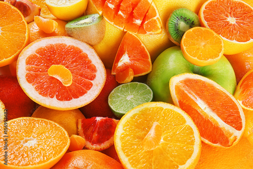 Fresh juicy fruits, closeup