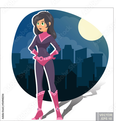 sexy cute cartoon girl in comic book superhero costume Super Woman Poster