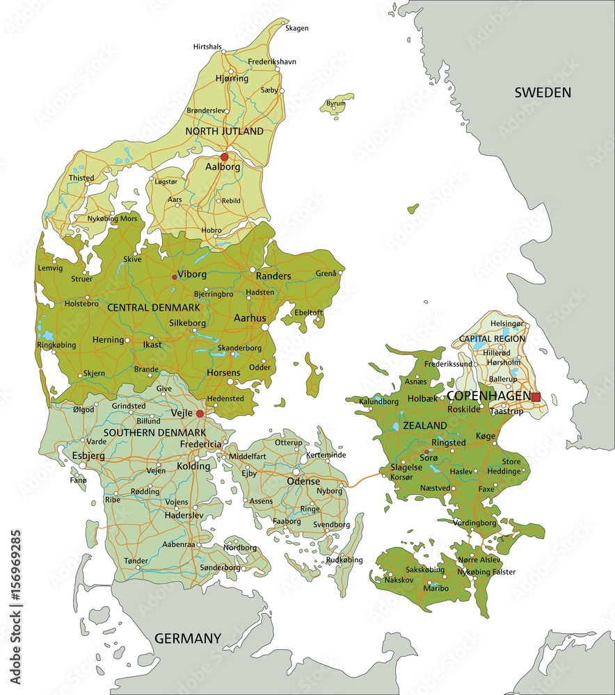 Denmark Map.pdf Highly detailed editable political map with separated layers. Denmark ...