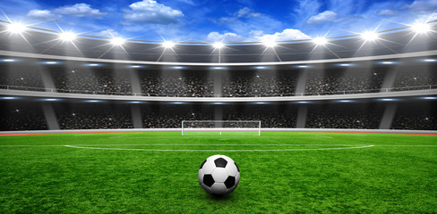 Poster - Soccer ball on green stadium