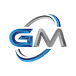 Simple initial letter logo modern swoosh GM