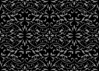 Wall Mural - Antique seamless background curve spiral vine leaf flower