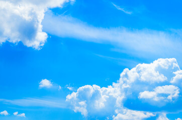 Poster - white fluffy clouds in the blue sky