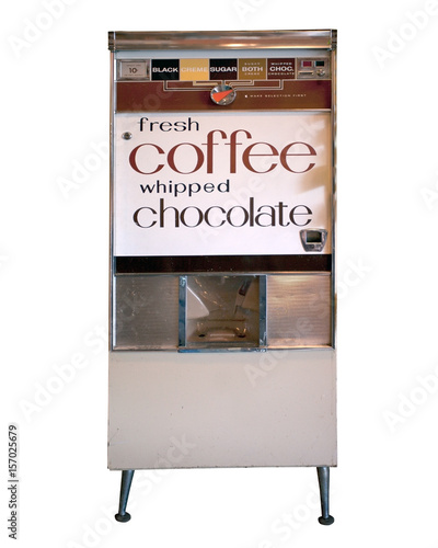 Isolated Vintage Coffee Vending Machine Vertical Isolated Vintage Coffee Vending Machine Vertical